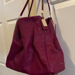 Coach Women's Deep Red Leather Shoulder Bag